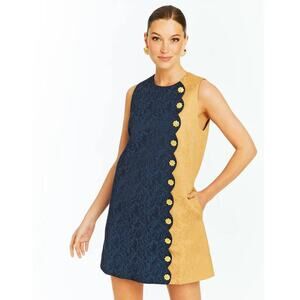 Mestiza New York Etta Mini Sheath Dress Navy Tan 3000319 Size US 4 NEW